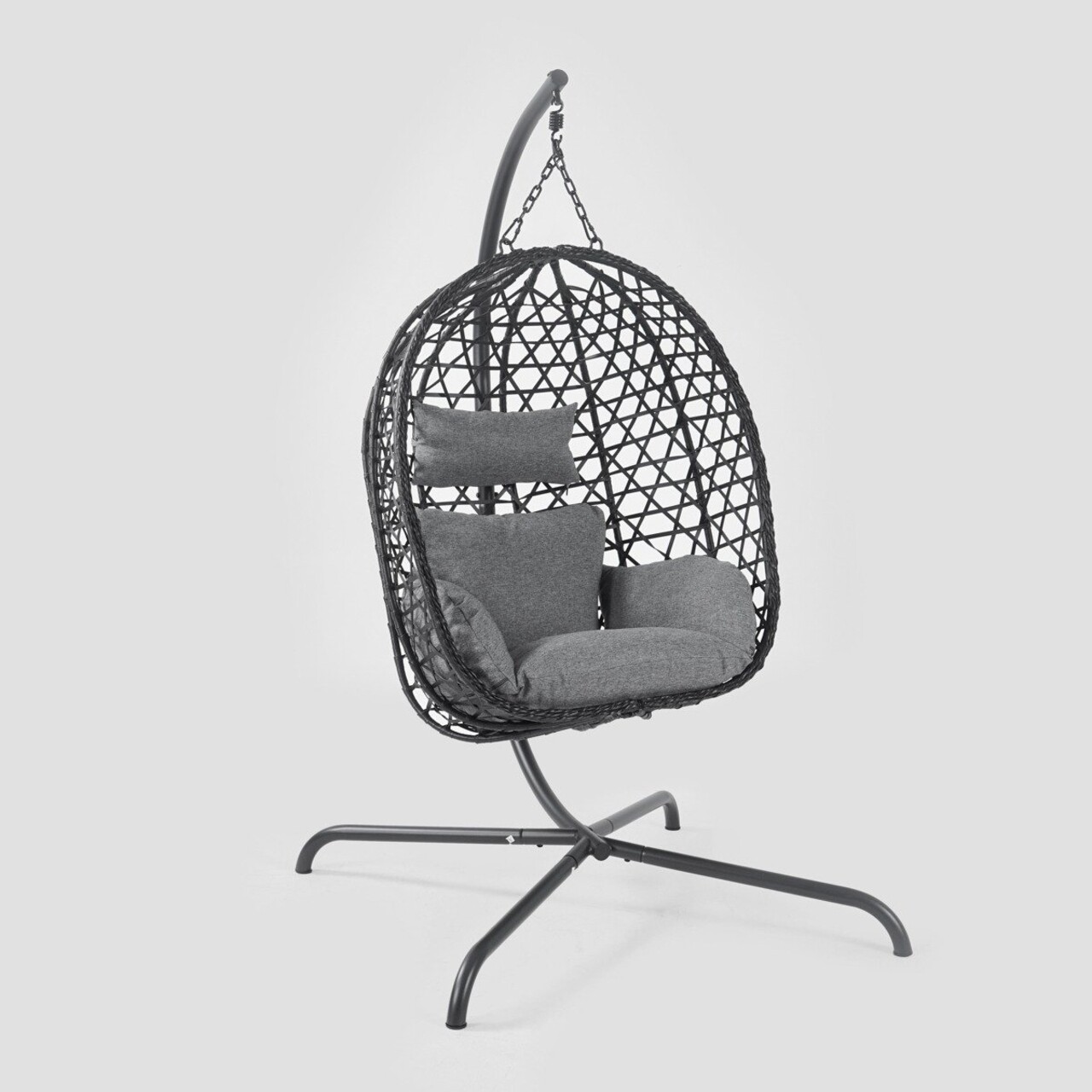 Leagan/balansoar gradina Nido, Homla, 106x104x184 cm, otel/ratan/poliester, gri - imagine 7